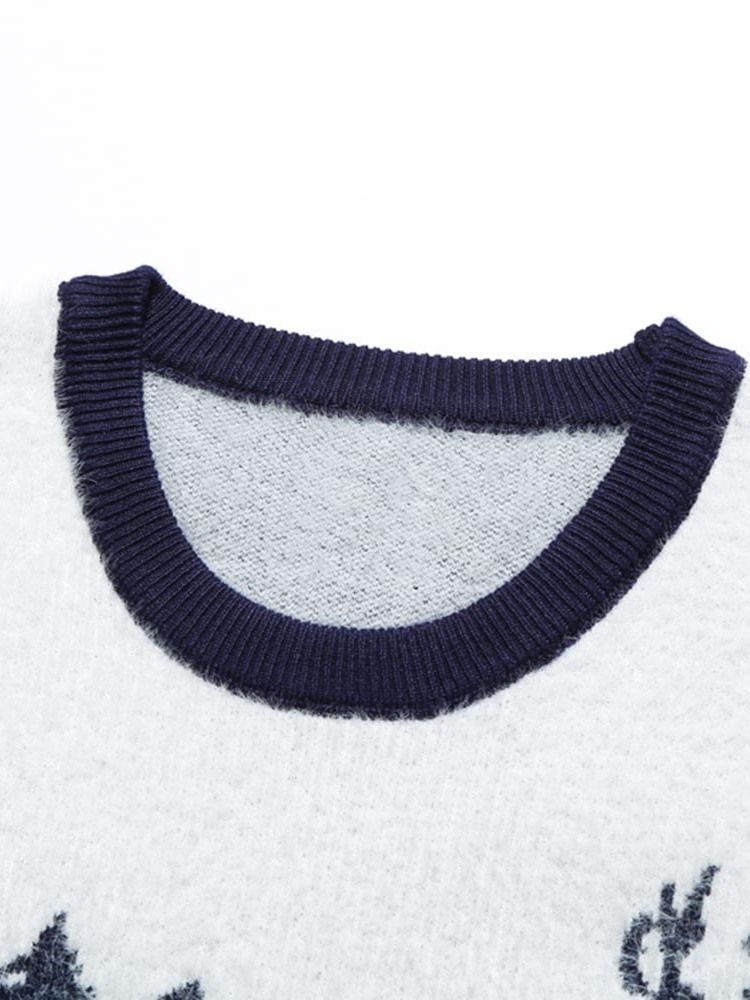Europäischer Slim-pullover Mit Farbblock-standarddruck