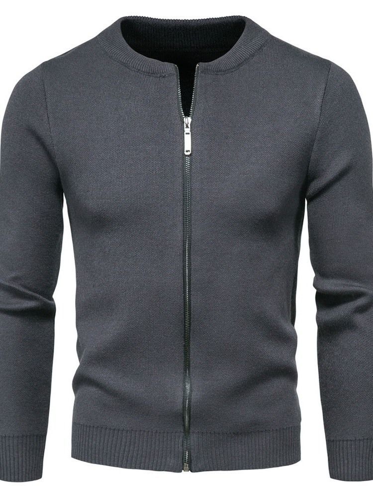 Herren Rundhals-einfarbiger Standard-herbst-reißverschluss-pullover