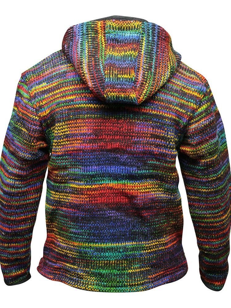 Männer Standard Color Block Kapuzen Vintage Loose Sweater