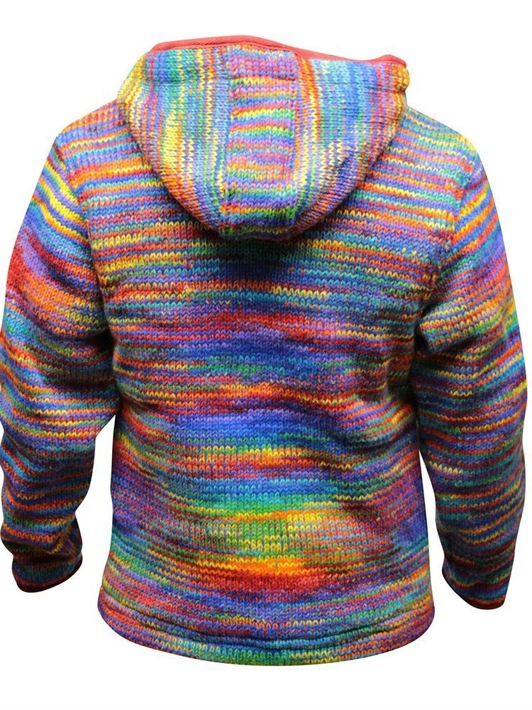 Männer Standard Color Block Kapuzen Vintage Loose Sweater