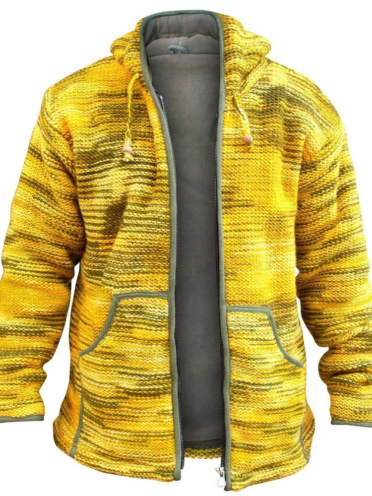 Männer Standard Color Block Kapuzen Vintage Loose Sweater