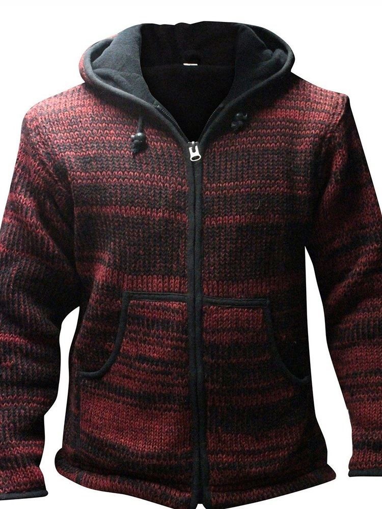 Männer Standard Color Block Kapuzen Vintage Loose Sweater