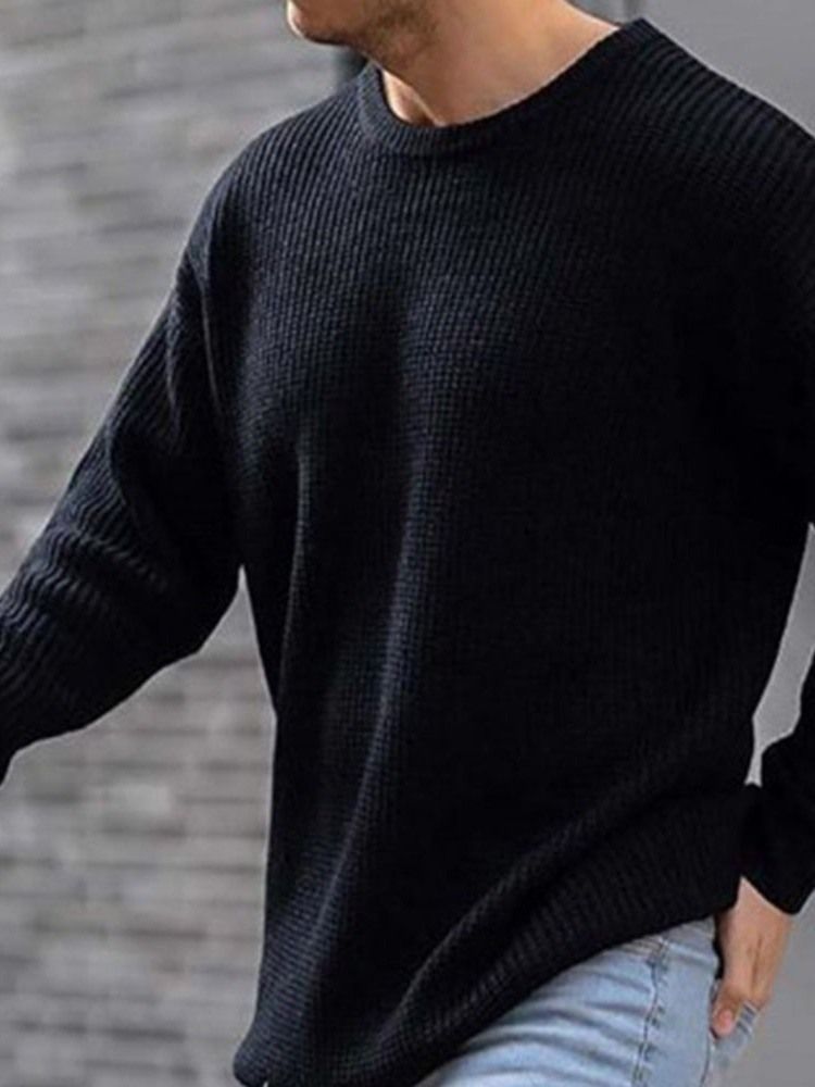 Normaler Schlichter Lockerer Winterpullover Mit Rundhalsausschnitt Für Herren