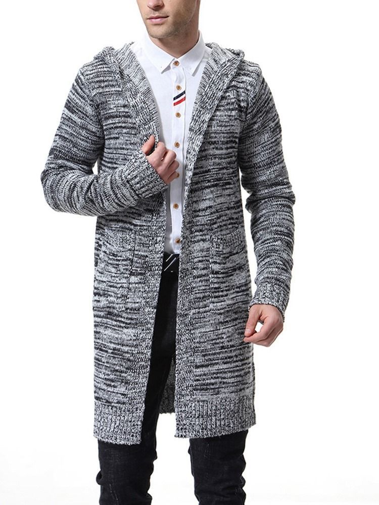 Pocket Plain Hooded Loose Herren Freizeitpullover
