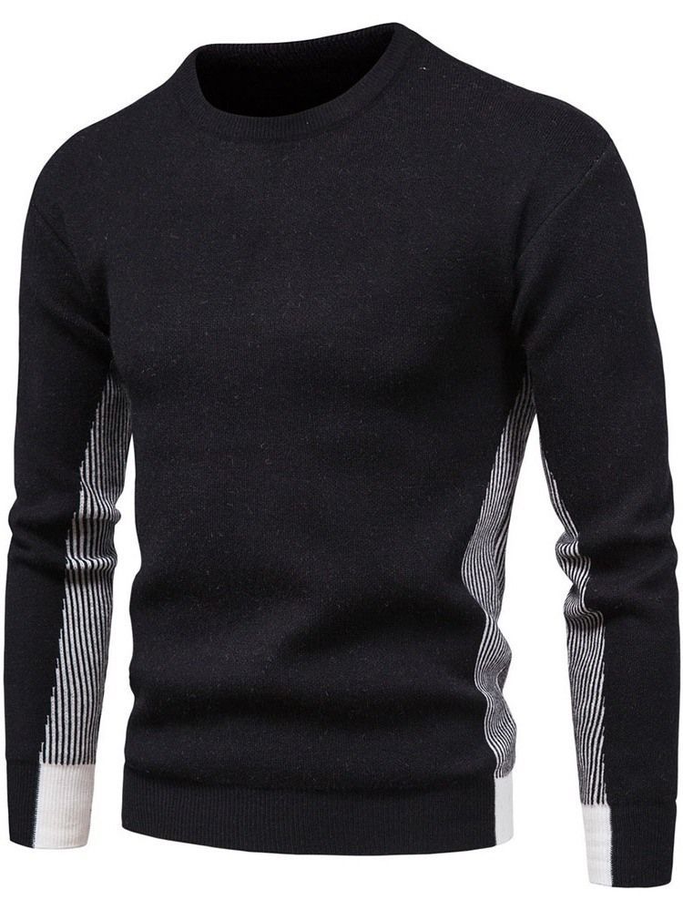 Rundhals Standard Patchwork Casual Herren Slim Pullover