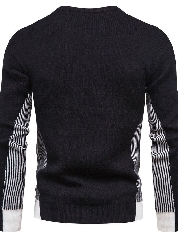 Rundhals Standard Patchwork Casual Herren Slim Pullover