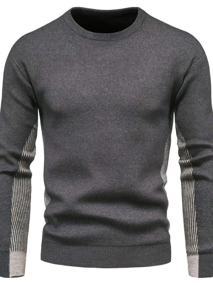 Rundhals Standard Patchwork Casual Herren Slim Pullover