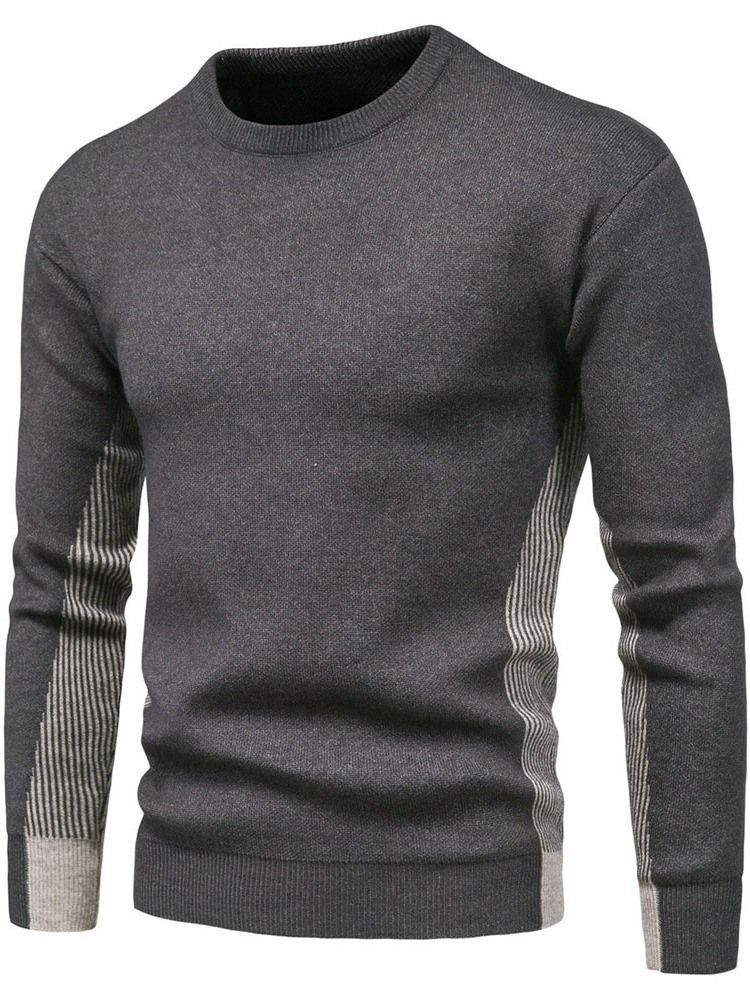 Rundhals Standard Patchwork Casual Herren Slim Pullover