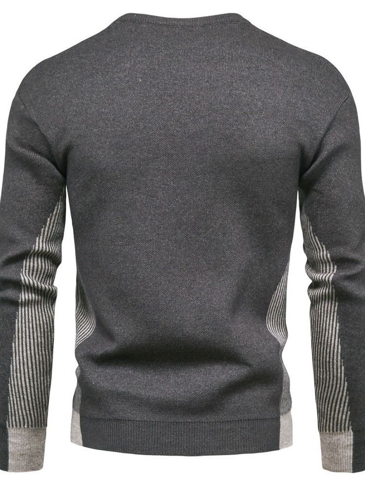 Rundhals Standard Patchwork Casual Herren Slim Pullover