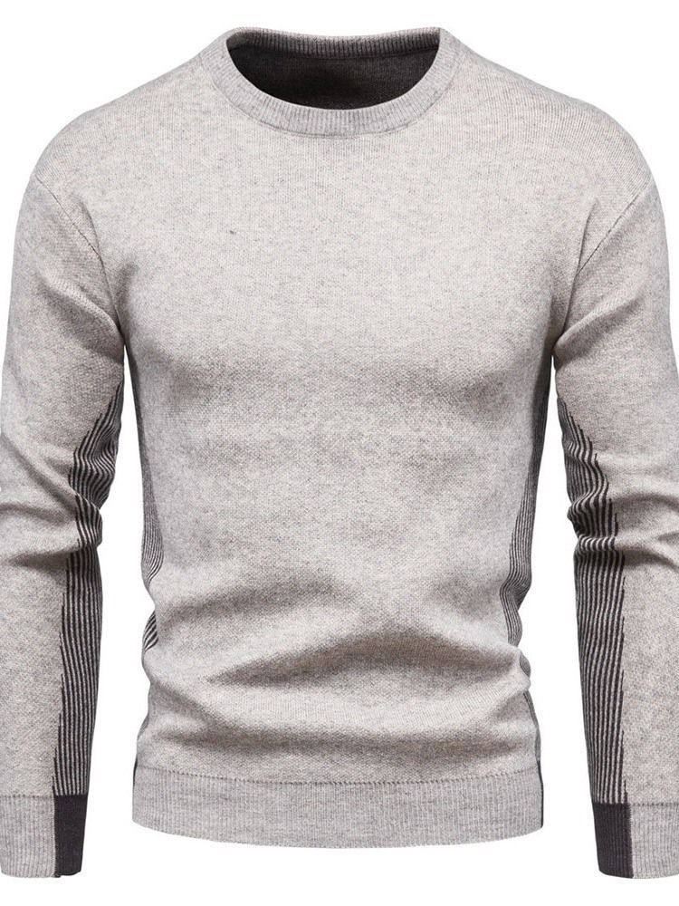 Rundhals Standard Patchwork Casual Herren Slim Pullover