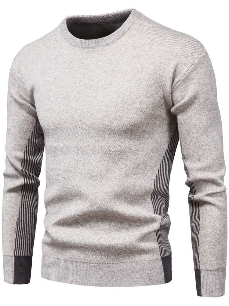 Rundhals Standard Patchwork Casual Herren Slim Pullover
