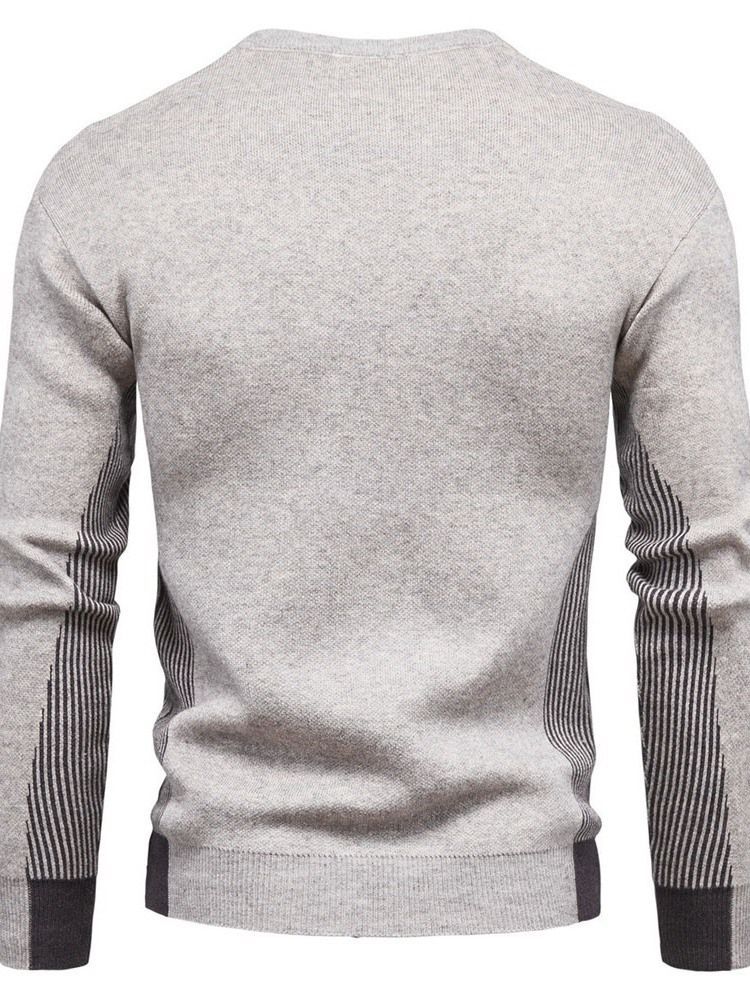 Rundhals Standard Patchwork Casual Herren Slim Pullover