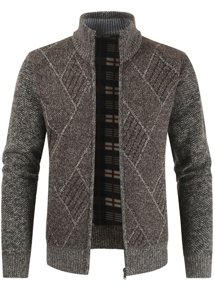 Stehkragen Standard Geometrischer Herren Slim Zipper Sweater