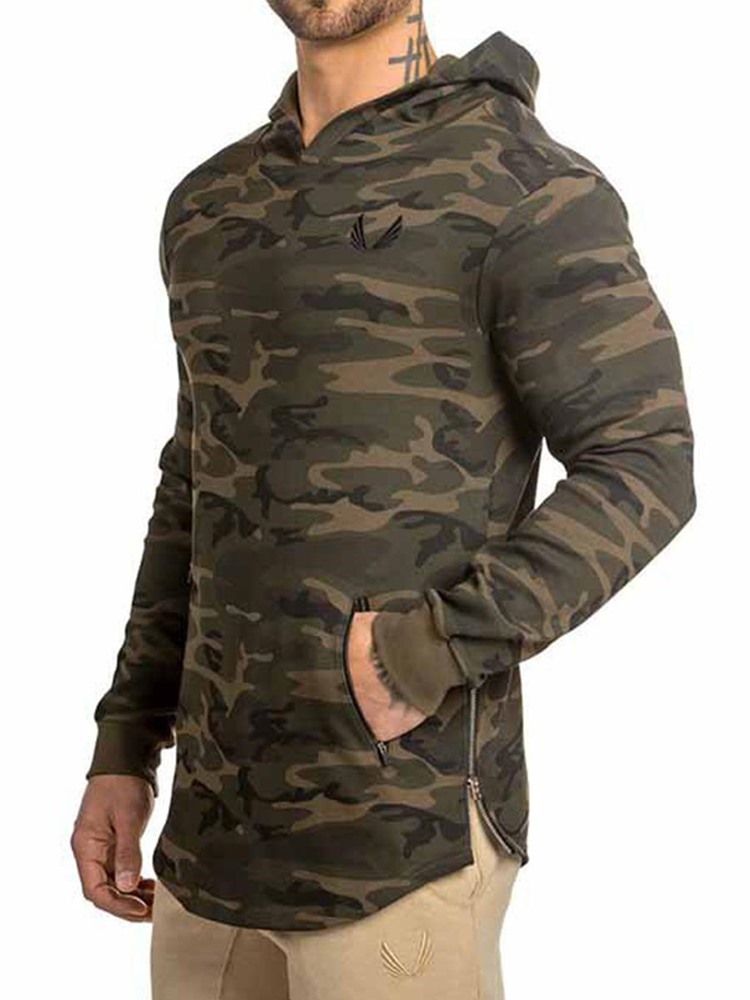 Herren Camouflage Print Kapuzenpullover Sportoberteile