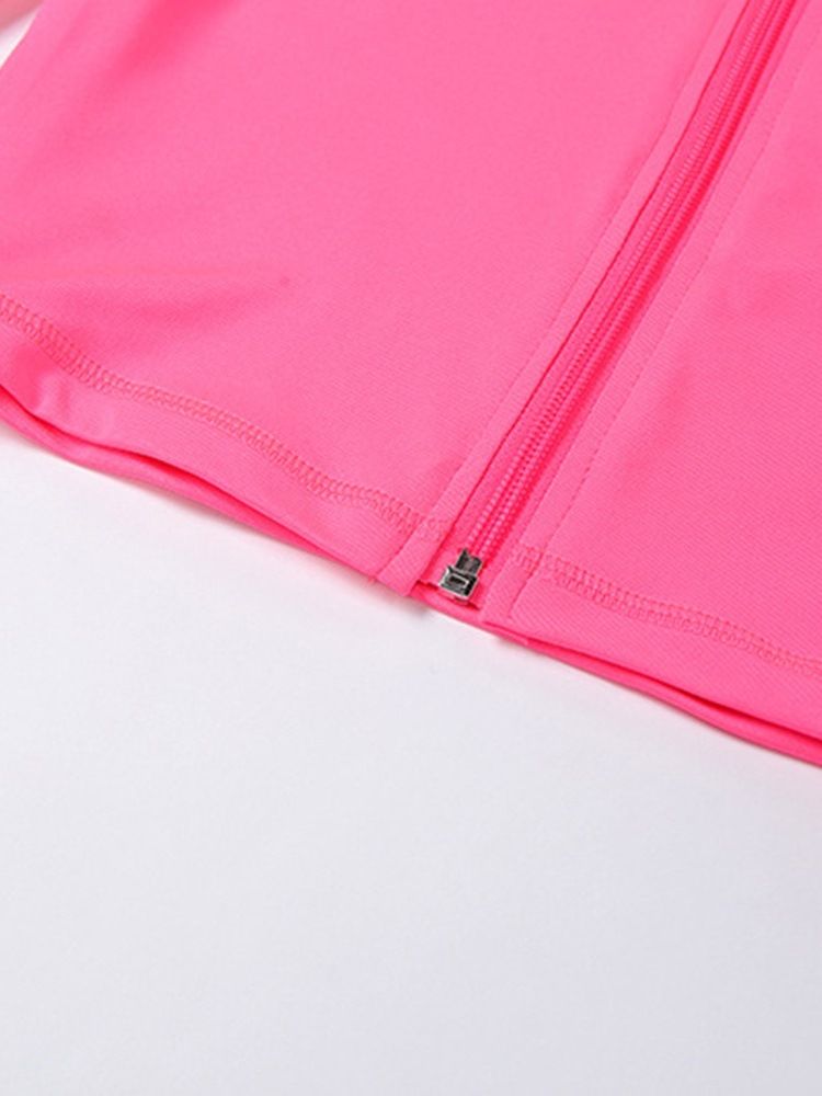 Damen Anti-schweiß Polyester Fester Reißverschluss Langarm Bekleidungssets