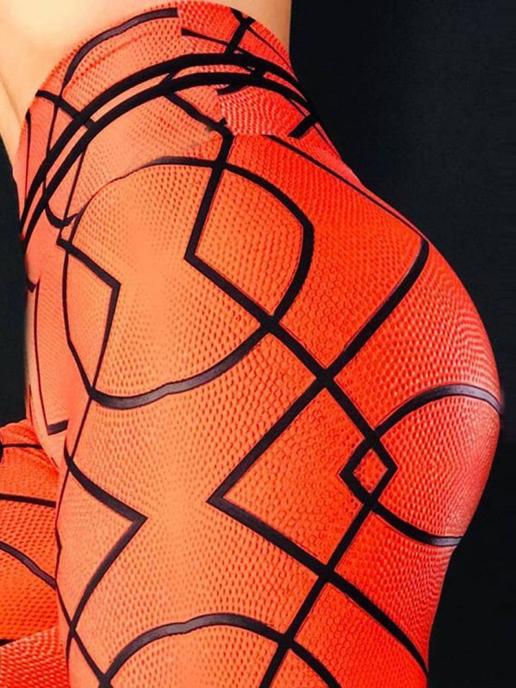 Damen Atmungsaktiver Geometrischer Polyester-print Der In Voller Länge Yogahosen Mit Hoher Taille Tiktok-leggings Läuft