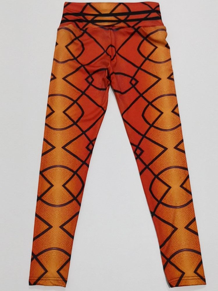 Damen Atmungsaktiver Geometrischer Polyester-print Der In Voller Länge Yogahosen Mit Hoher Taille Tiktok-leggings Läuft