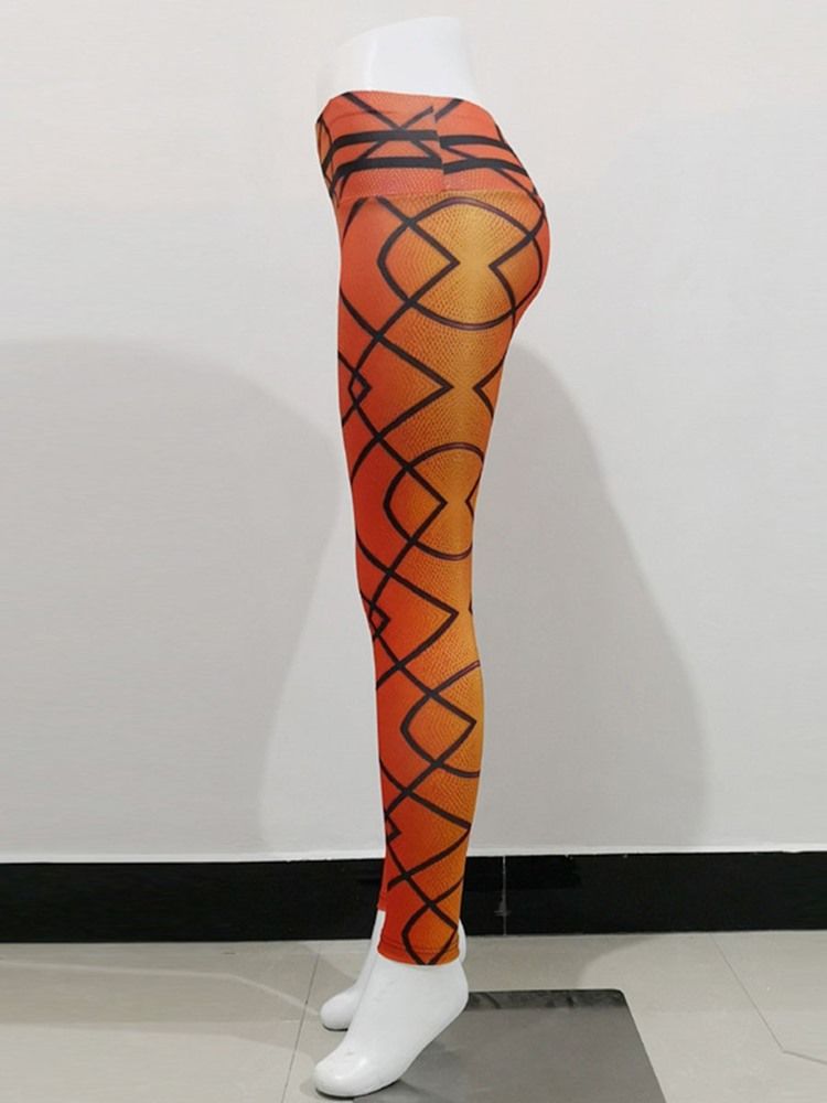 Damen Atmungsaktiver Geometrischer Polyester-print Der In Voller Länge Yogahosen Mit Hoher Taille Tiktok-leggings Läuft