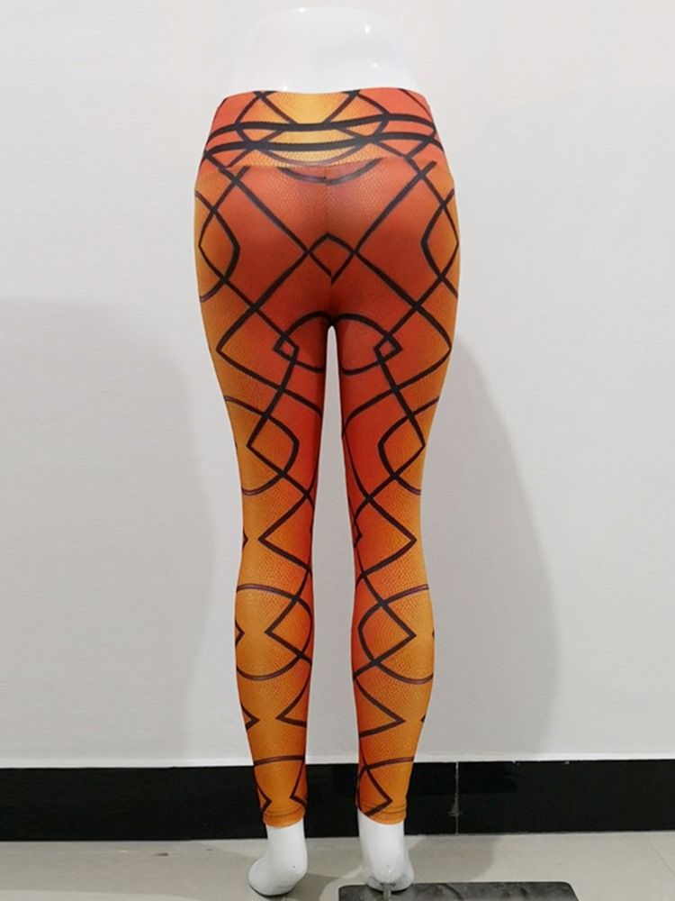 Damen Atmungsaktiver Geometrischer Polyester-print Der In Voller Länge Yogahosen Mit Hoher Taille Tiktok-leggings Läuft