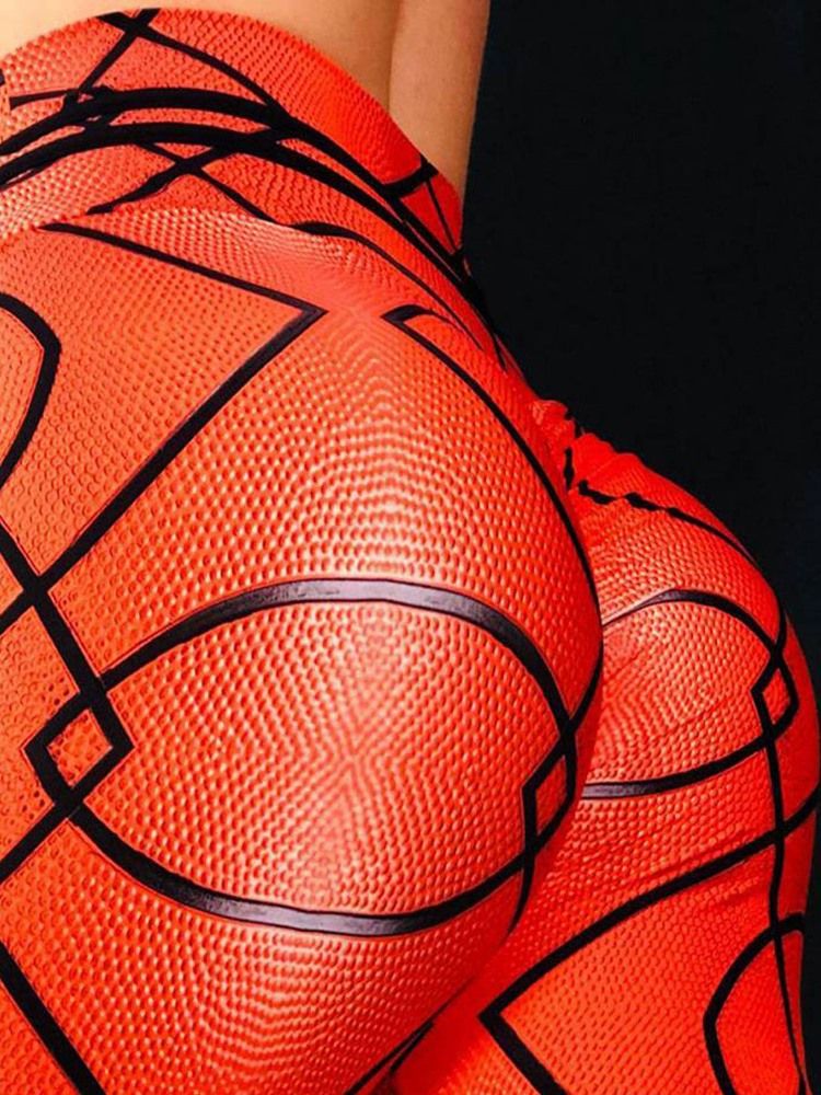Damen Atmungsaktiver Geometrischer Polyester-print Der In Voller Länge Yogahosen Mit Hoher Taille Tiktok-leggings Läuft