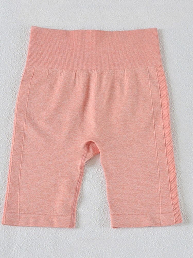 Damen Festes Nylon Nahtlose Gemeinsame Atmungsaktive Shorts Weibliche Hosen Yogahosen Hohe Taille Tiktok Leggings