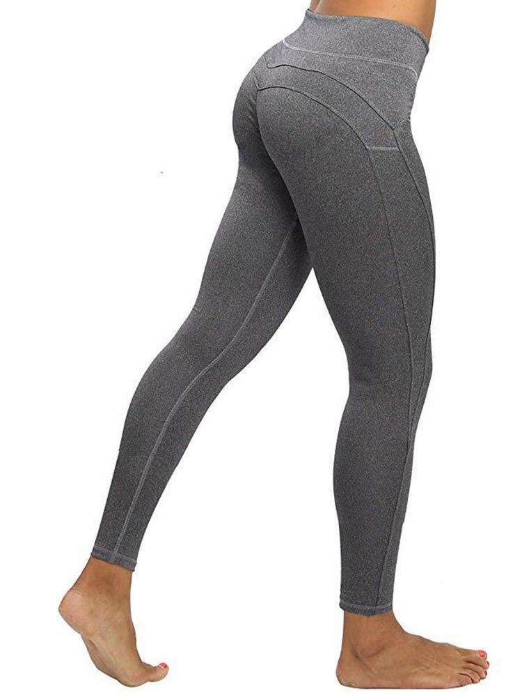 Damen Polyester Atmungsaktive Feste Knöchellange Leggings Yogahose Hohe Taille Tiktok Leggings