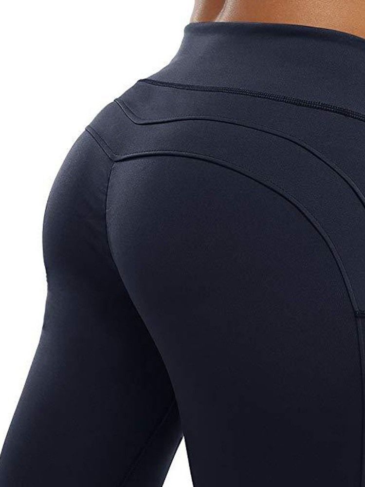 Damen Polyester Atmungsaktive Feste Knöchellange Leggings Yogahose Hohe Taille Tiktok Leggings