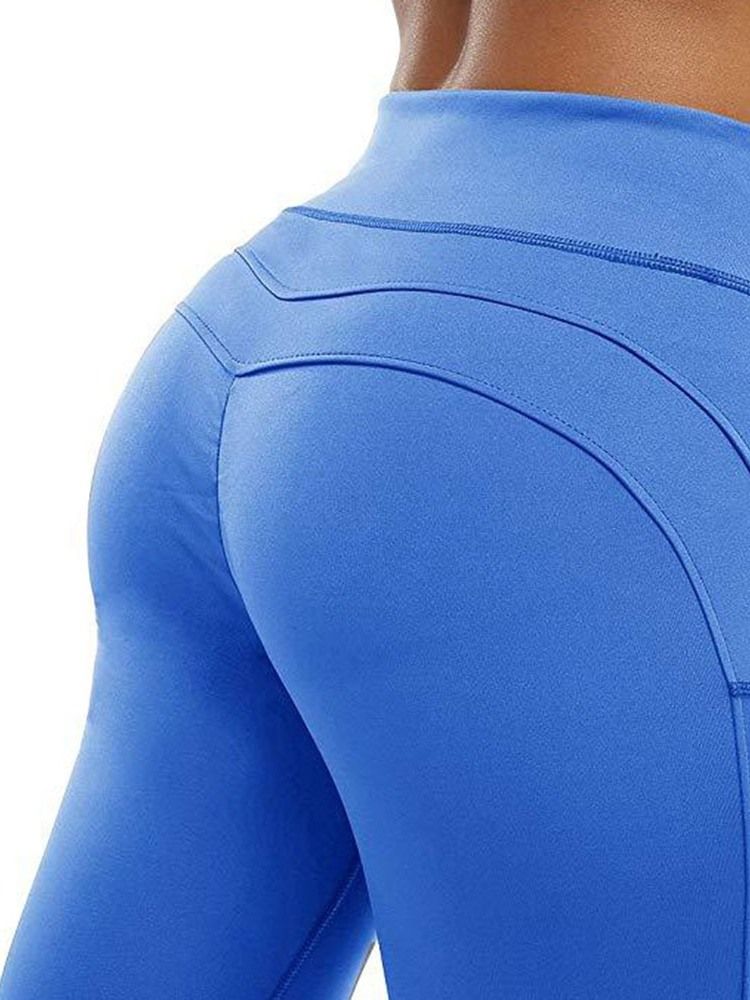 Damen Polyester Atmungsaktive Feste Knöchellange Leggings Yogahose Hohe Taille Tiktok Leggings