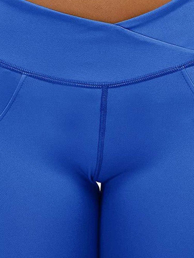Damen Polyester Atmungsaktive Feste Knöchellange Leggings Yogahose Hohe Taille Tiktok Leggings