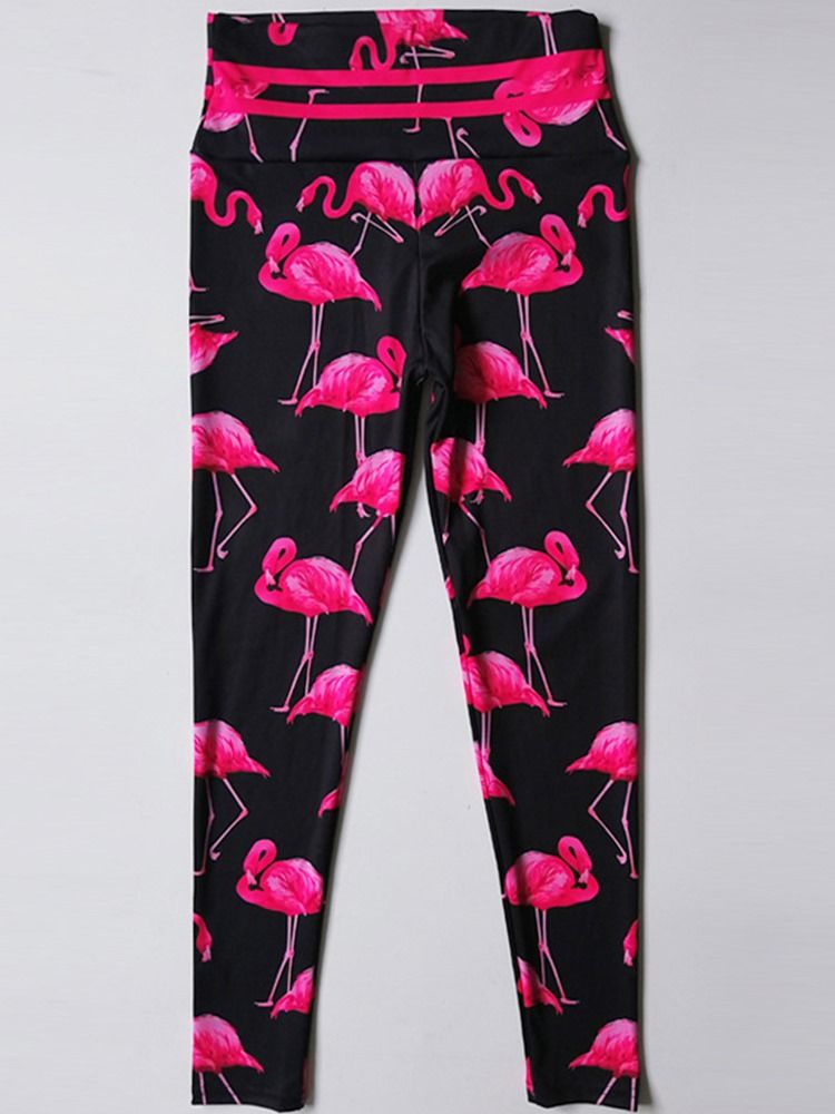 Frauen Flamingo Print Animal Fitness Gym Sport Yoga Leggings Yogahosen Hohe Taille Tiktok Leggings