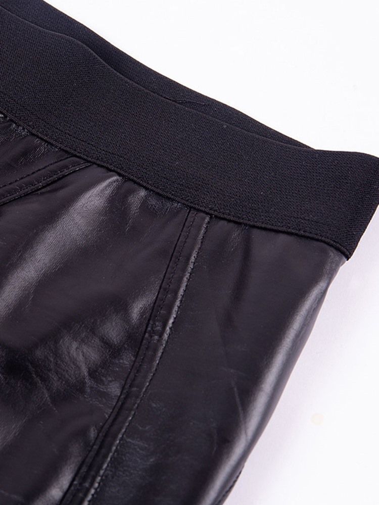 Frauen Pu Patchwork Solide Sport Shorts Yogahosen