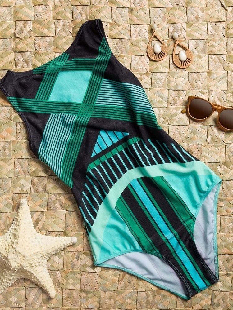 Damen Bademode Mit Blumenmuster Und Knappem Print