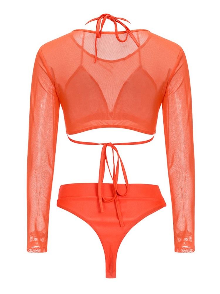 Damen-einfarbiges 3-teiliges Bikini-set Mit Hoher Taille
