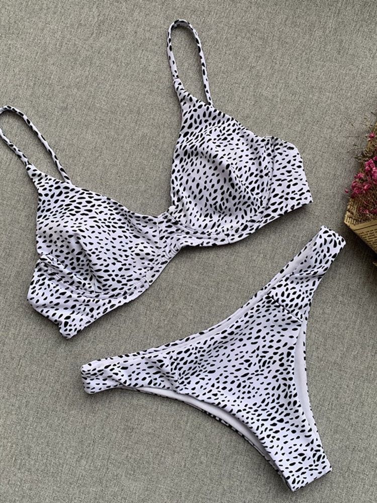 Damen Gepunktetes Bikini-set Bademode