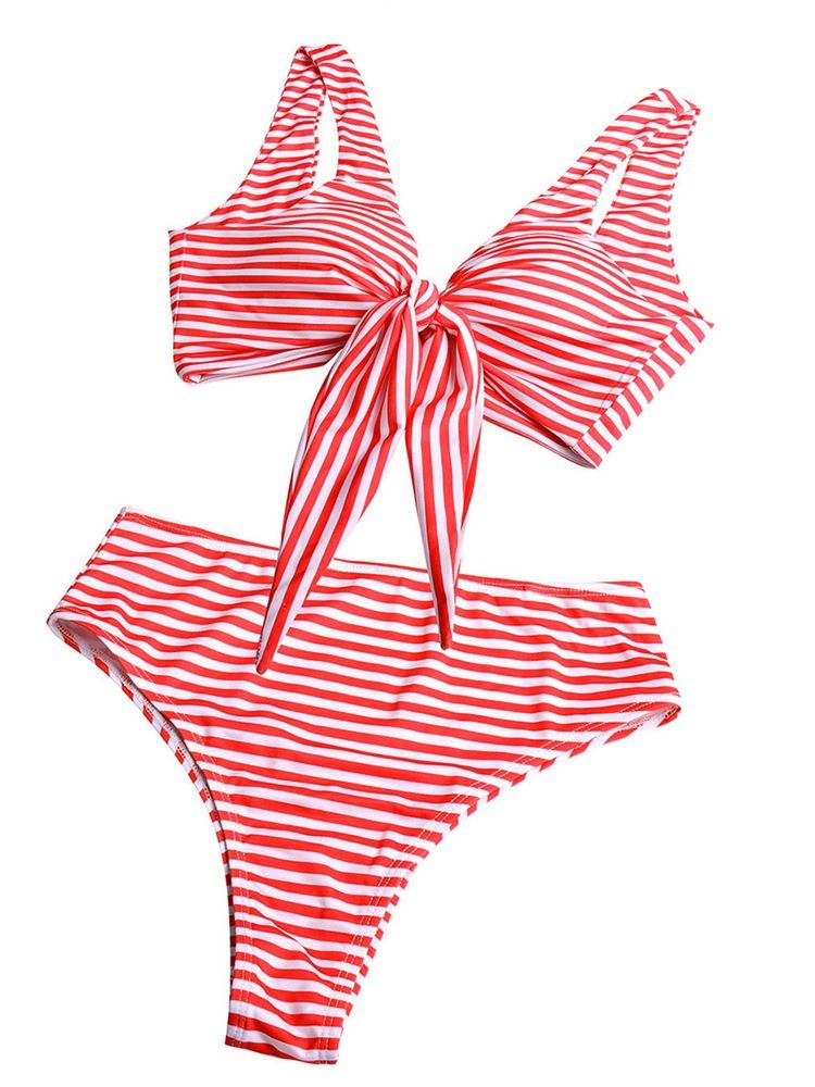 Damen Gestreifter Bowknot Schnür-bikini