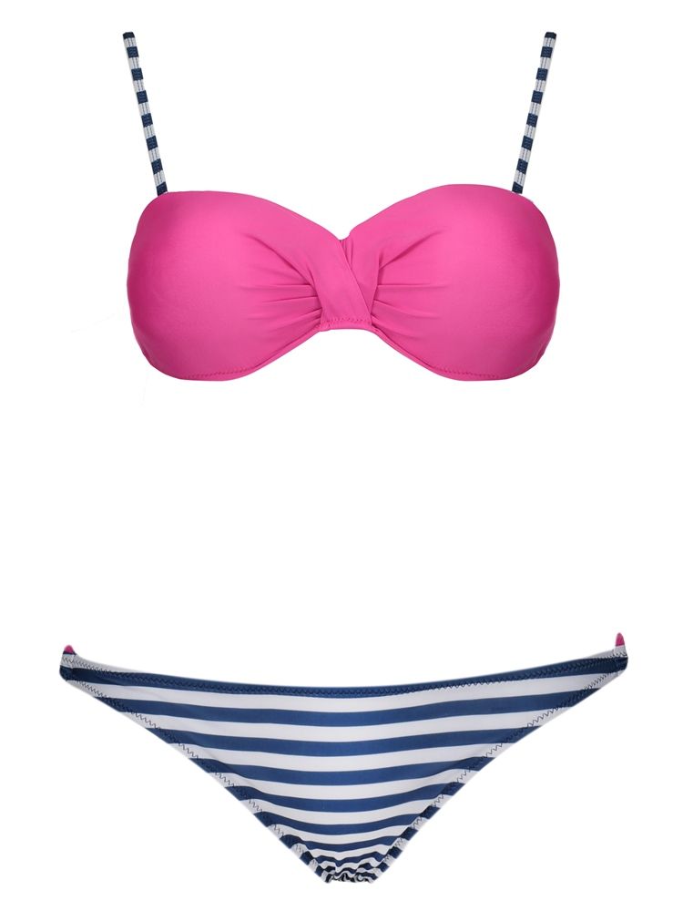 Damenmode Gestreiftes Plissee-bikini-set