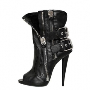 Damen Cool Schnallen Peep Toe High Heel Stiefel