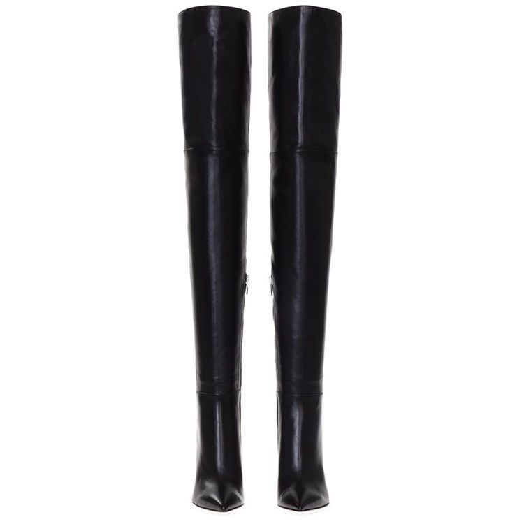 Damen Slip-on Chunky Heel Spitze Zehe Kurze Floss Stiefel