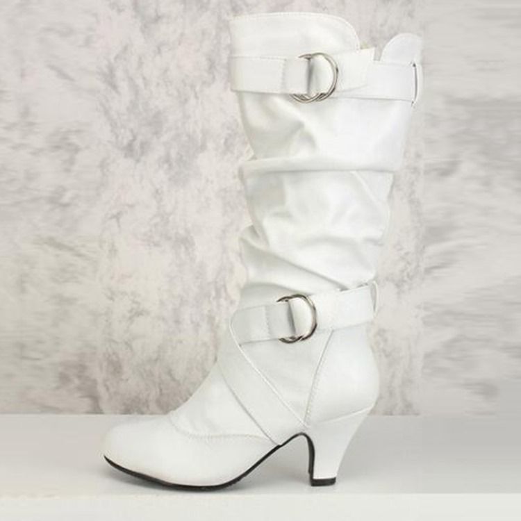 Damen-stiefel Mit Seitlichem Reißverschluss Und Klobigem Absatz