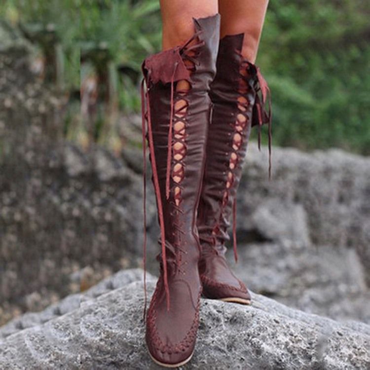Damen-westernstiefel Mit Runder Zehenpartie Und Seitlichem Reißverschluss