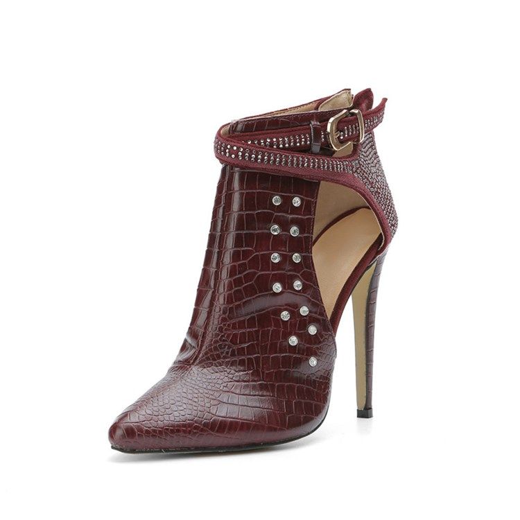 Damenmode Strass High Heel Stiefel Mit Spitzer Zehenpartie