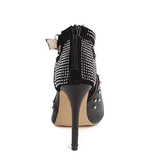 Damenmode Strass High Heel Stiefel Mit Spitzer Zehenpartie