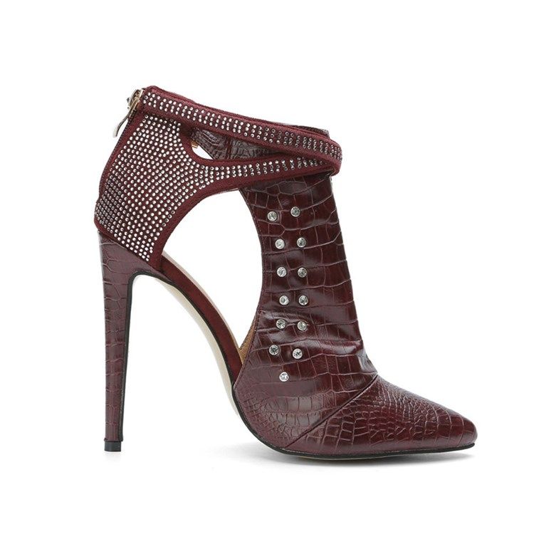 Damenmode Strass High Heel Stiefel Mit Spitzer Zehenpartie
