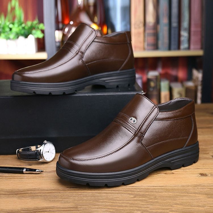 Einfarbige Mittelhohe Herren-winterstiefel