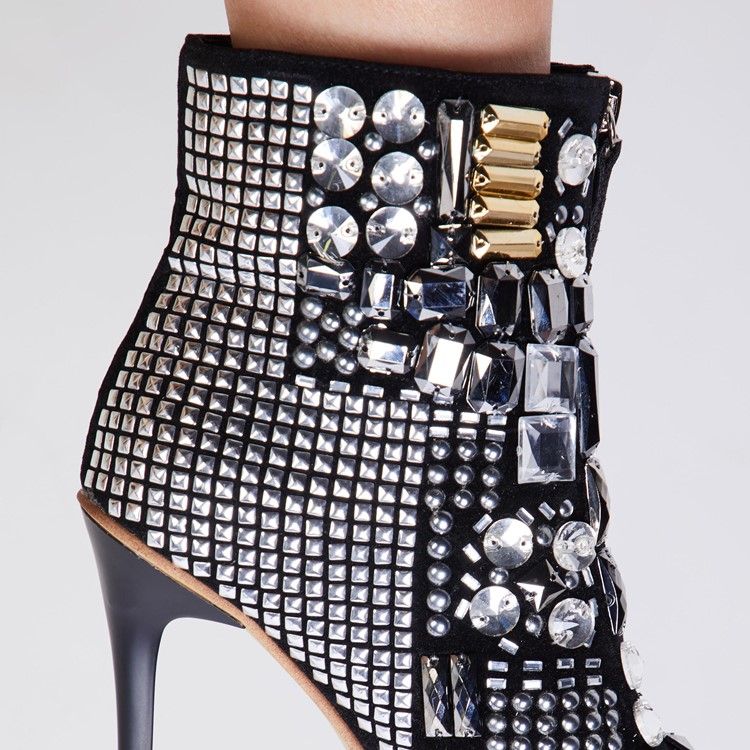 Holow Rivet Peep Toe High Heel Stiefel Für Damen