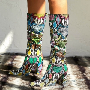 Serpentine Kniehohe Stiefel Mit Seitlichem Reißverschluss Und Kniehohem Absatz Für Damen