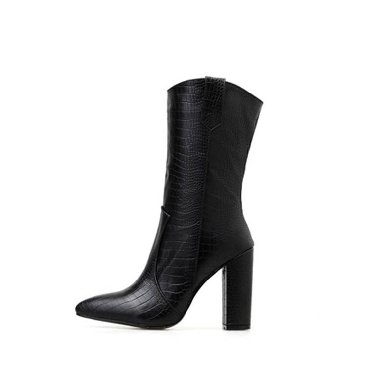 Western Freizeitstiefel Mit Schlichtem Klobigem Absatz Und Spitzer Zehenpartie