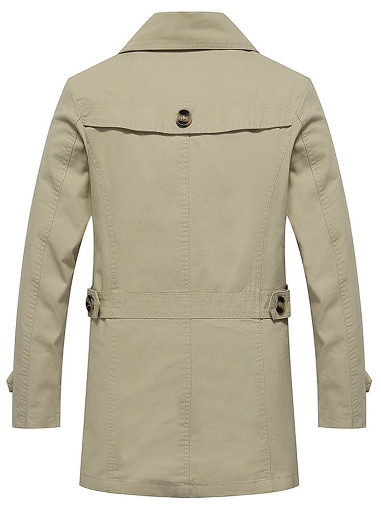 Einfarbiger Schmaler Mittellanger Herren Trenchcoat Mit Knöpfen
