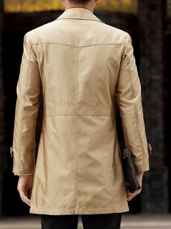 Mittellanger Lässiger Herren-trenchcoat Mit Knopfrevers