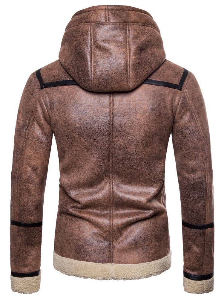 Color Block Patchwork Kapuzen-reißverschluss Herren Slim Jacke